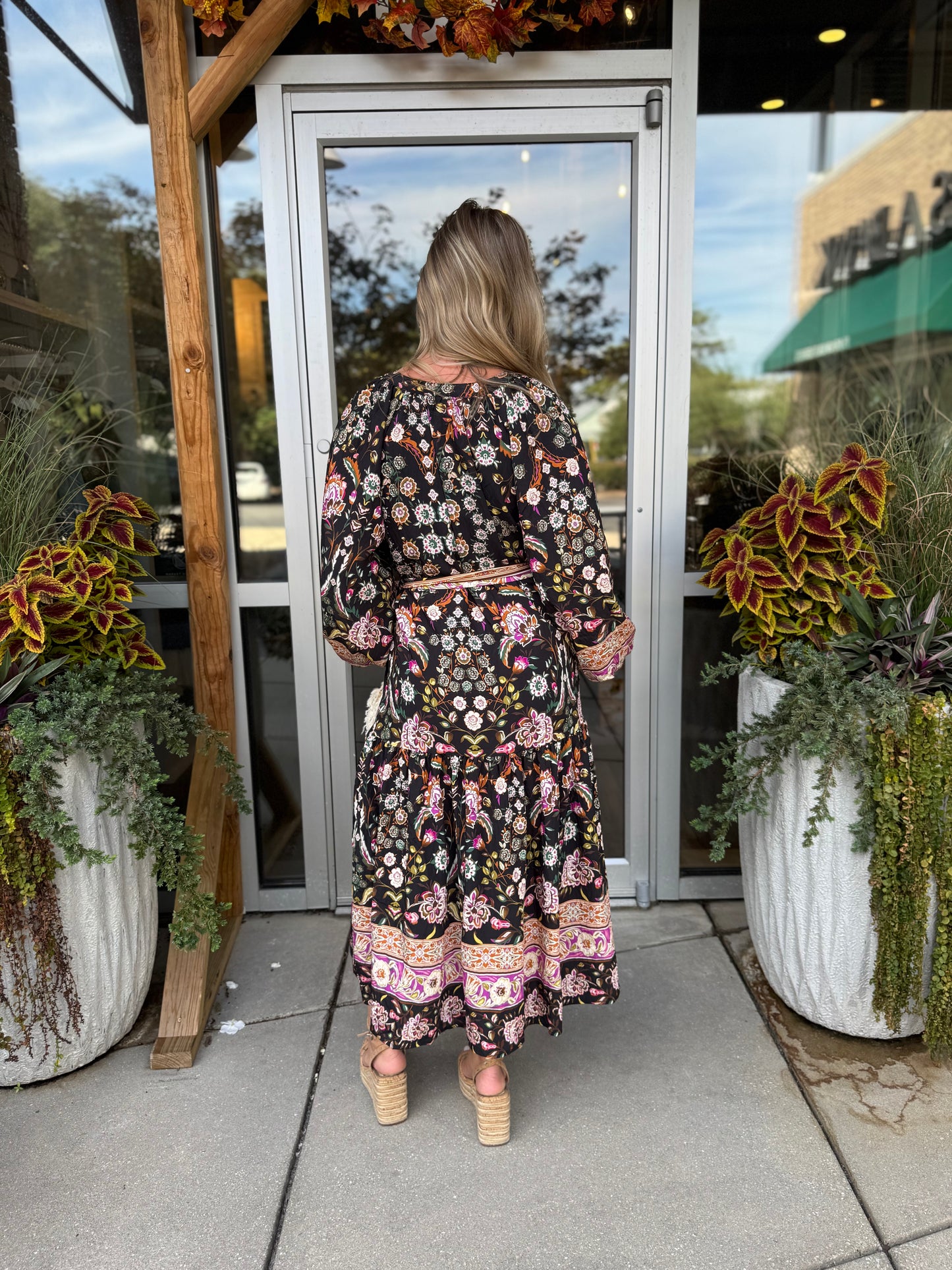 Autumn Floral Midi Dress