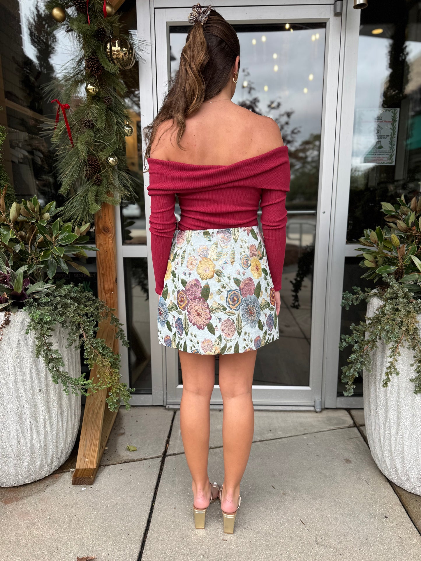 Jacquard Button Down Skirt