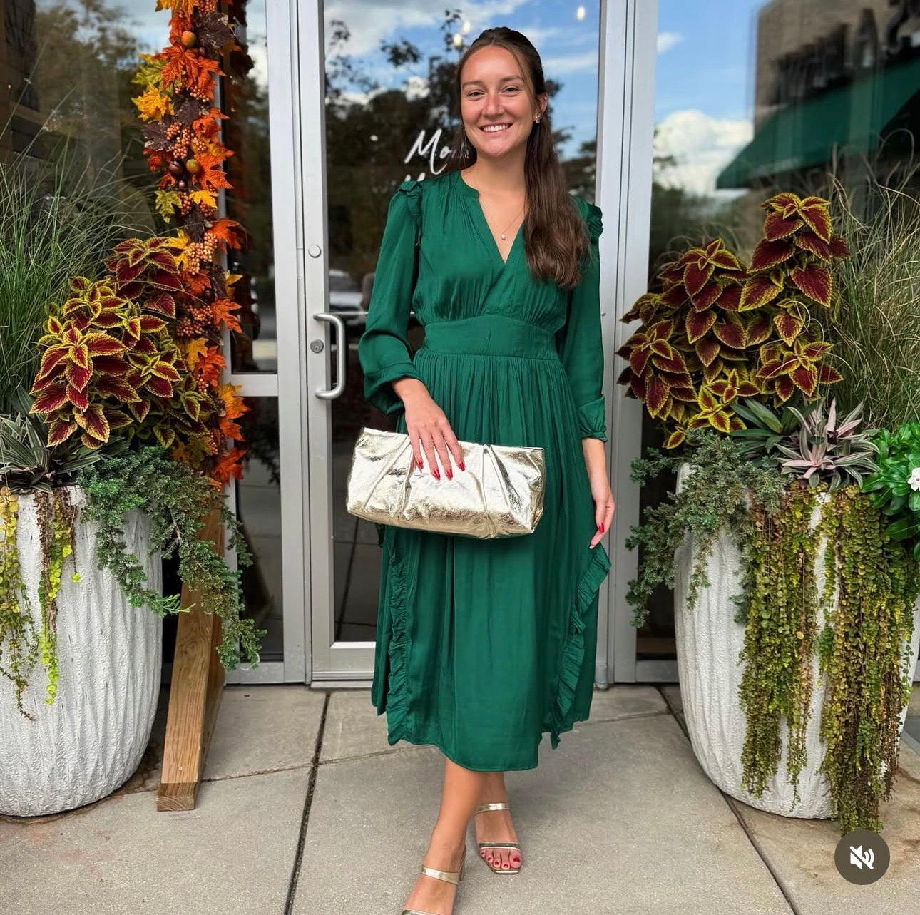 Emerald Midi Ruffle Dress