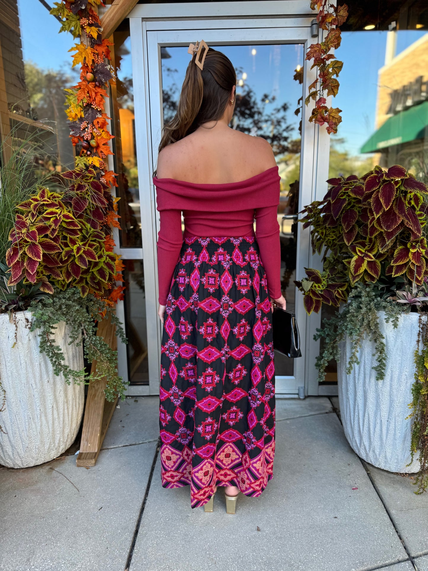 Magenta Woven Maxi Skirt