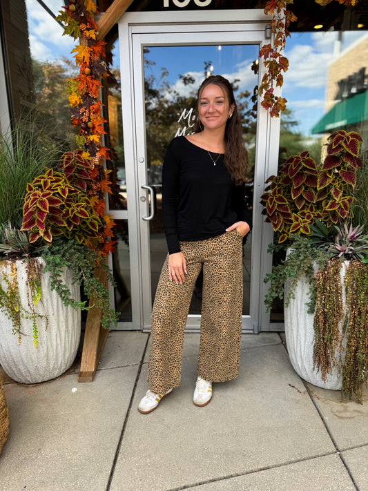 Leopard Wide Leg Pants