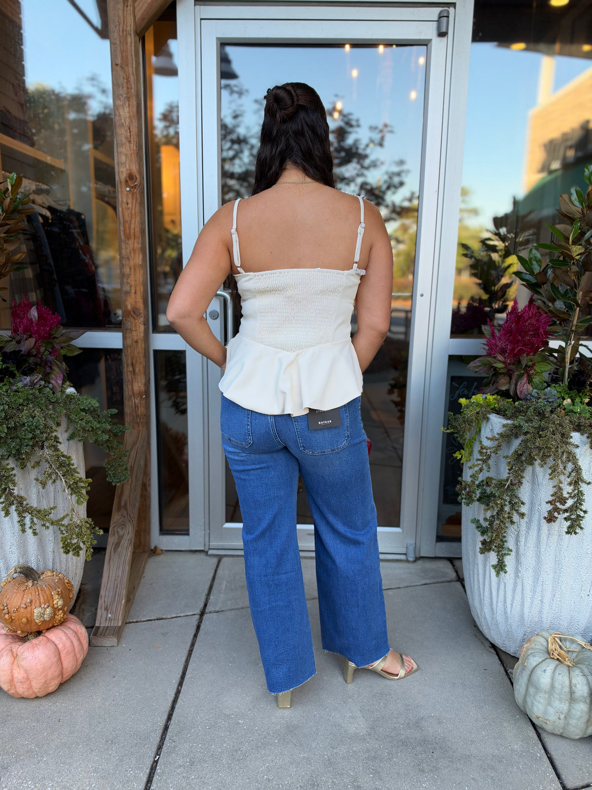 Cream hi-low peplum top, alternate view
