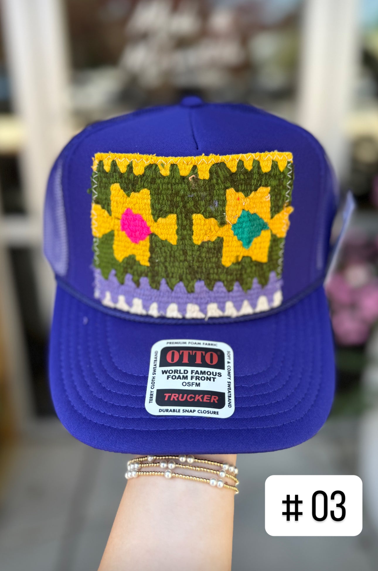 Cobalt Blue Orijinal Kilim Patch Trucker Hat