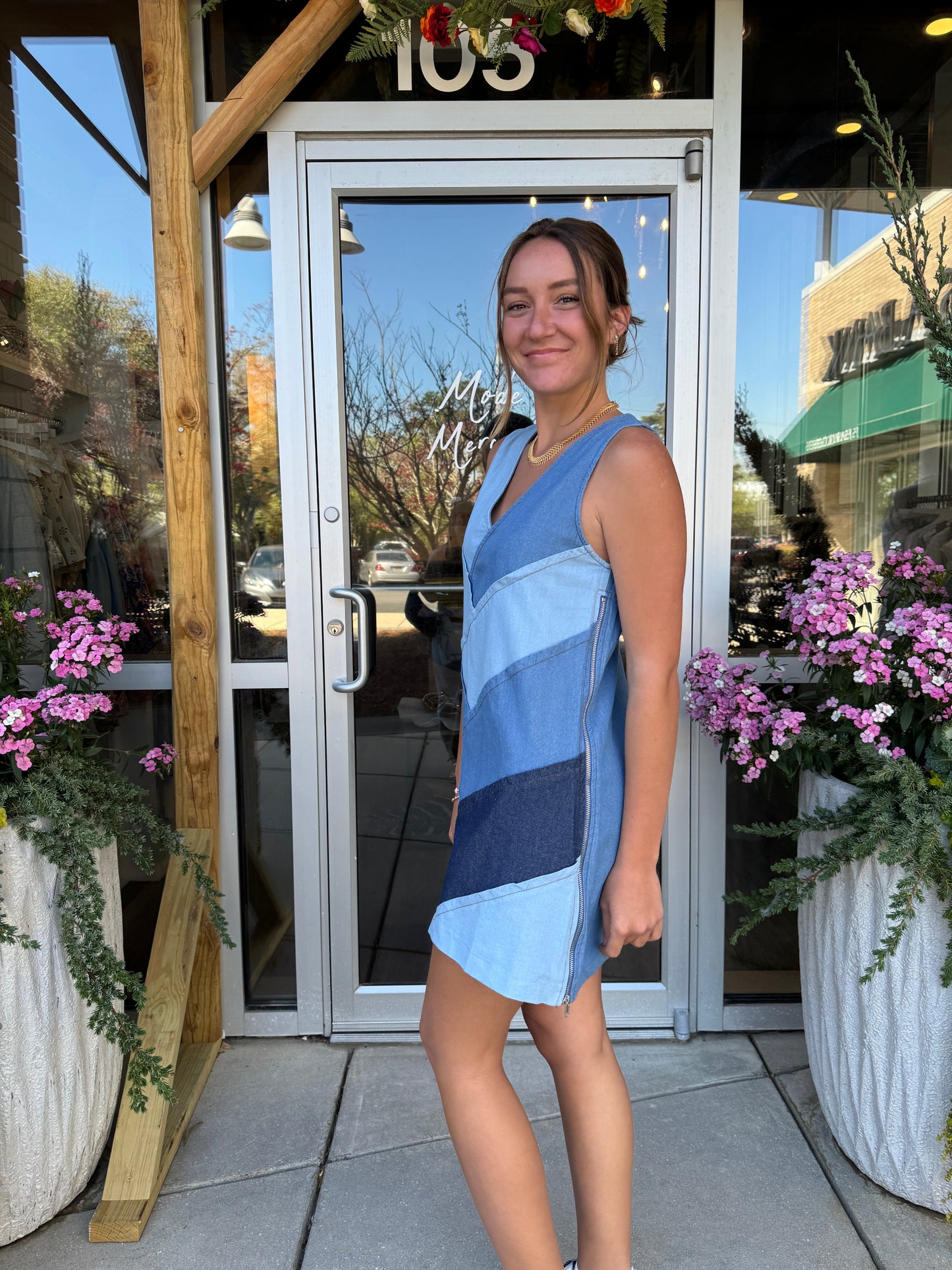 Zig Zag Denim Dress