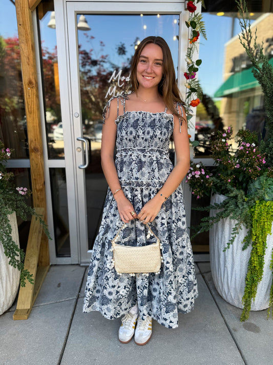 Navy Tiered Maxi Dress