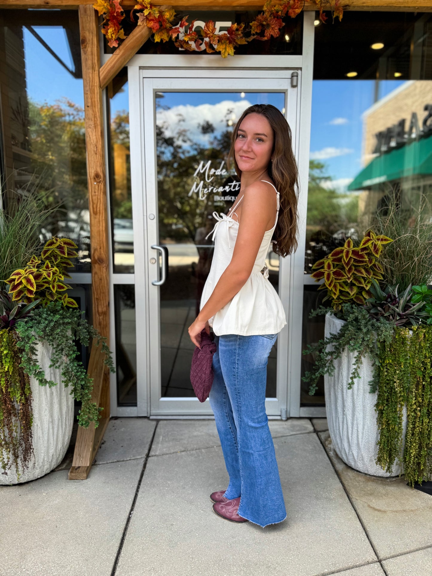 Bow Trim Peplum Top