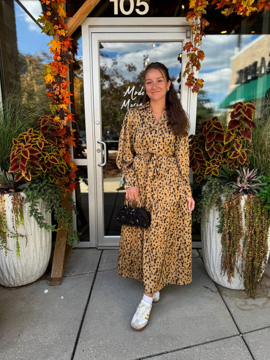 Leopard Tie Maxi Dress