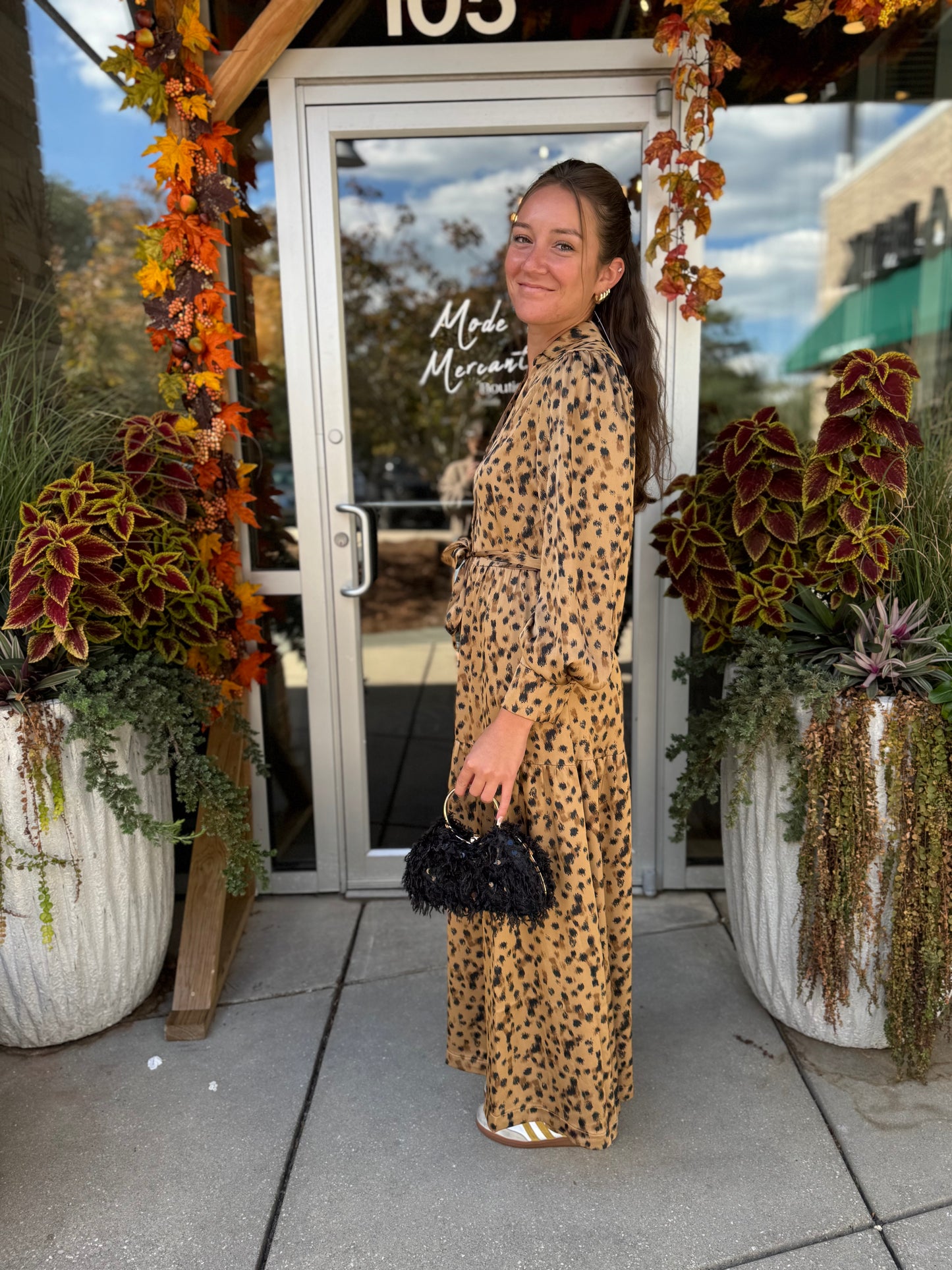 Leopard Tie Maxi Dress