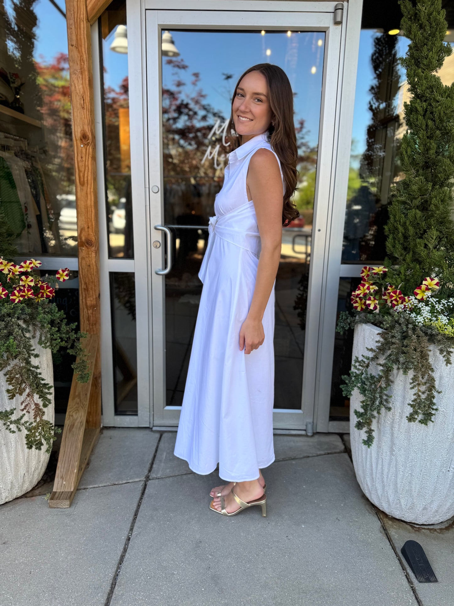Poplin Tie Maxi Dress