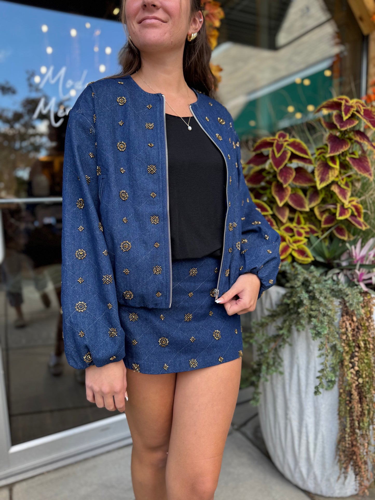 Embellished Quilted Skort