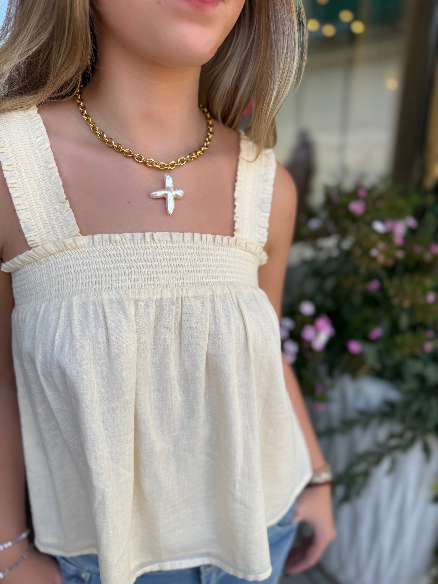 Baroque Chain Pearl Cross