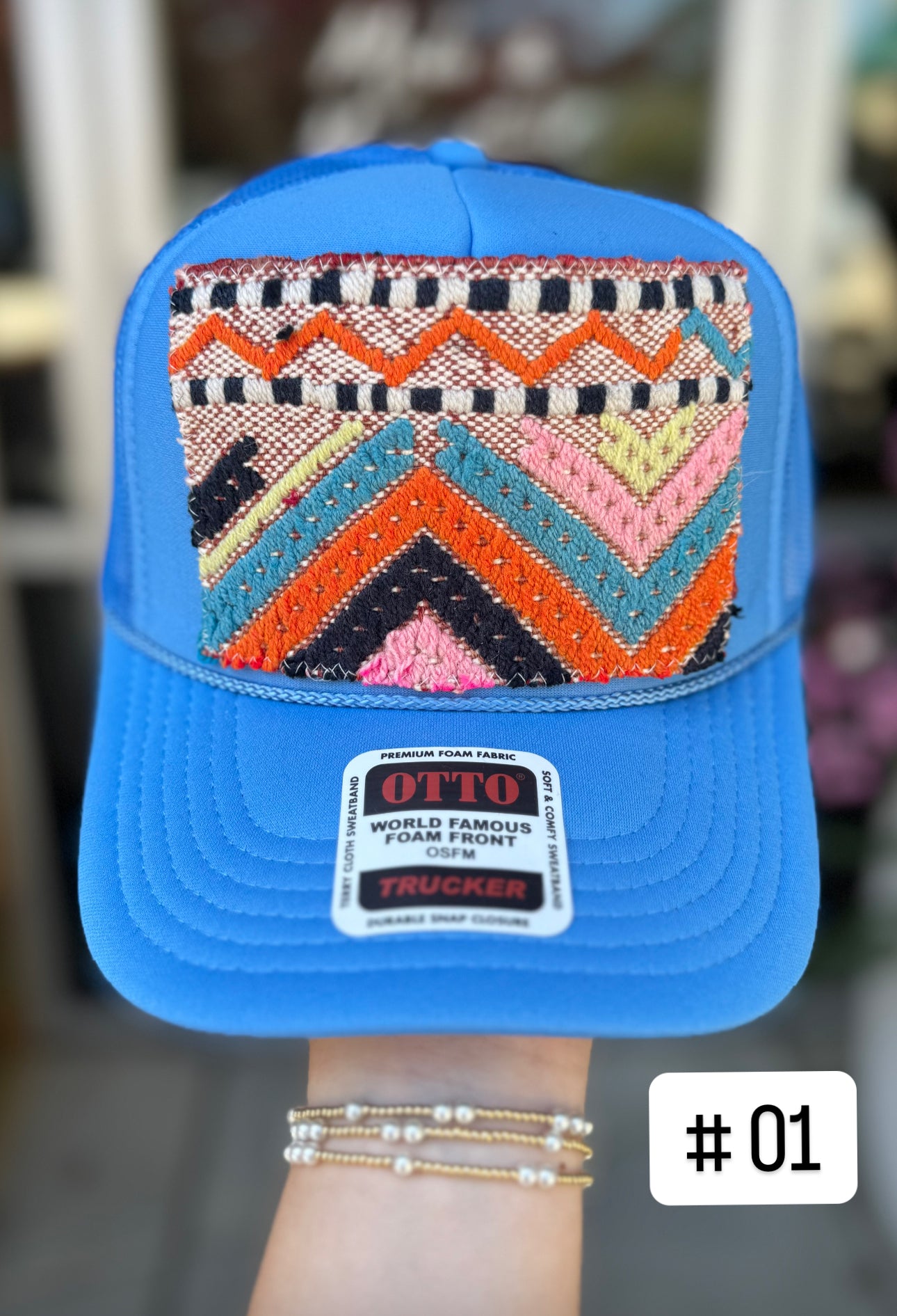 Powder Blue Orijinal Kilim Patch Trucker Hat