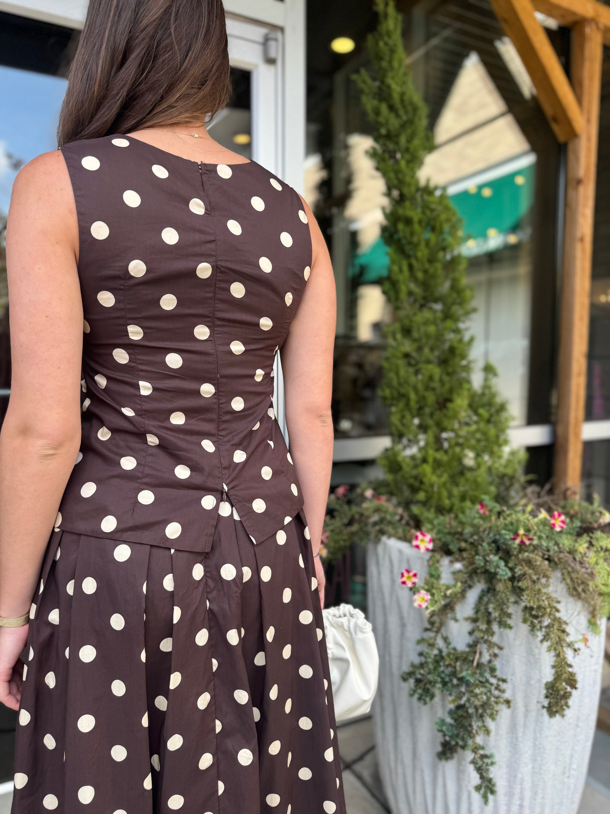 Polka Dot Pleated Skirt