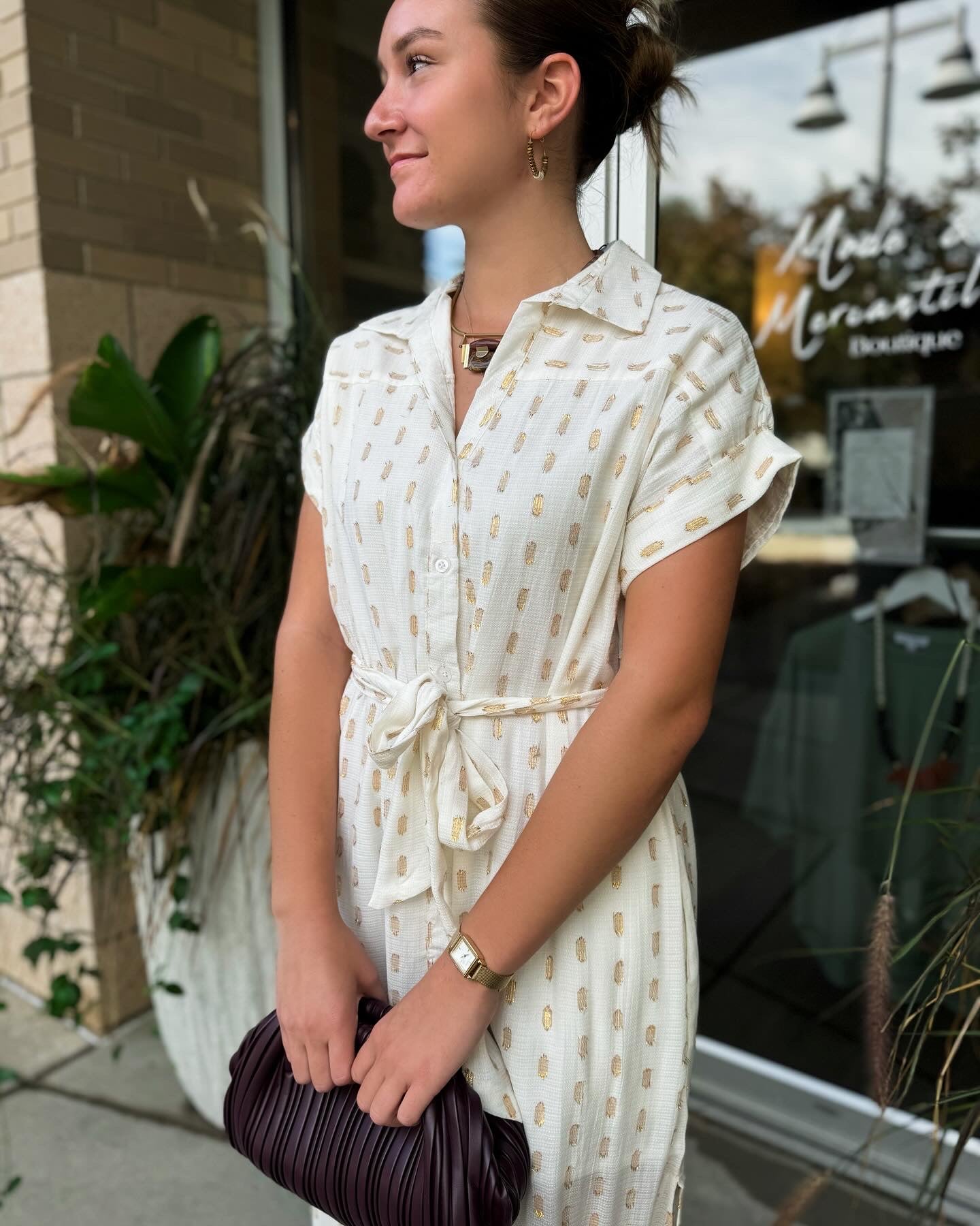 Ivory Gold Short Sleeve Maxi