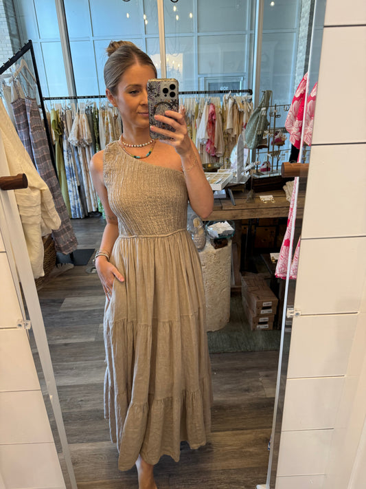One Shoulder Maxi Dress