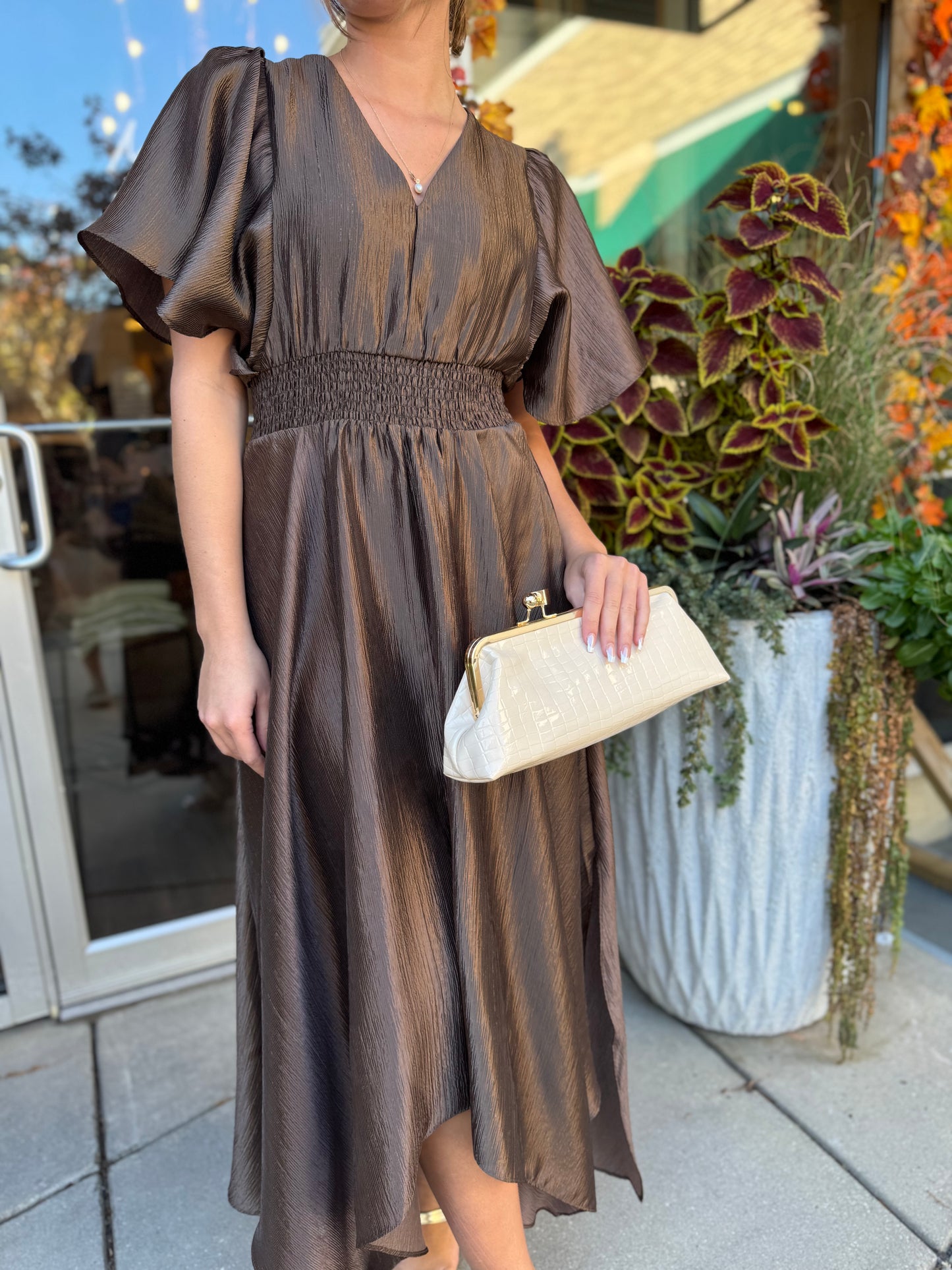 Chocolate Satin Maxi Dress