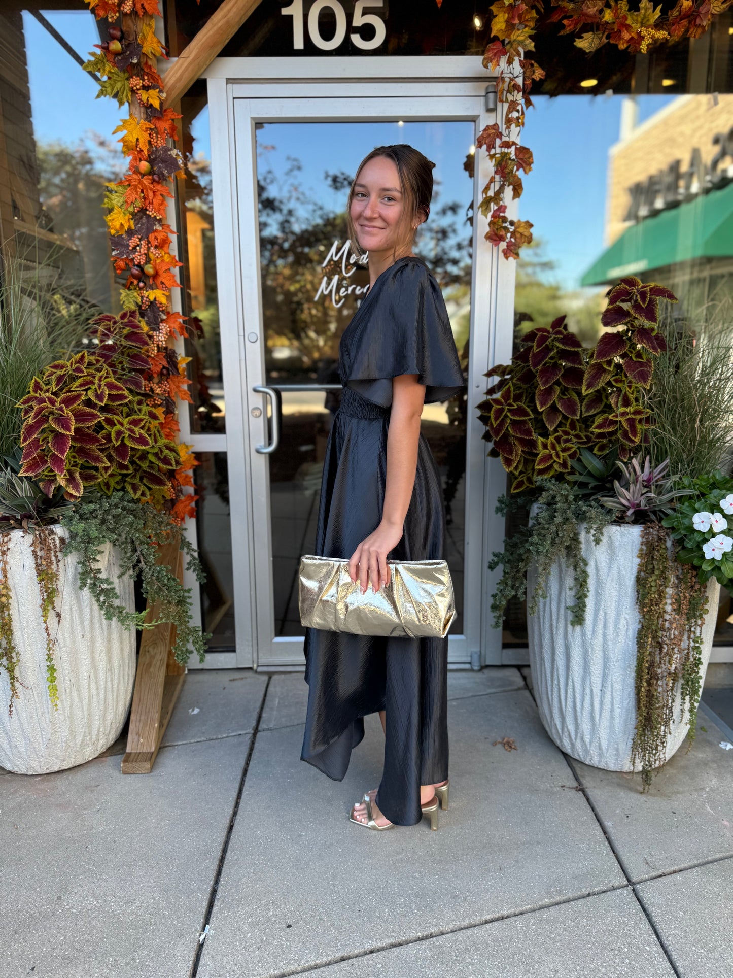 Midnight Satin Midi Dress
