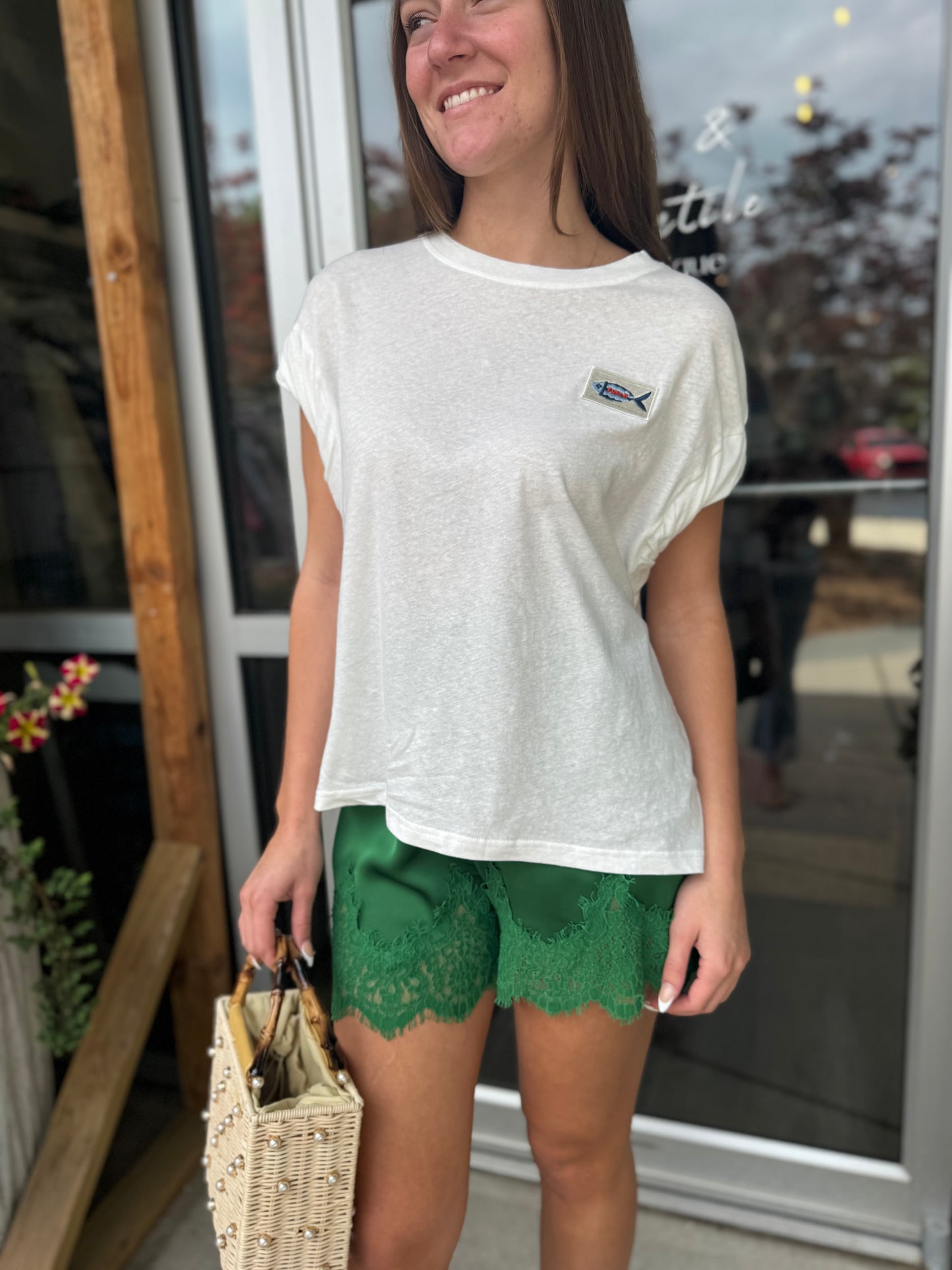 Green Lace Shorts