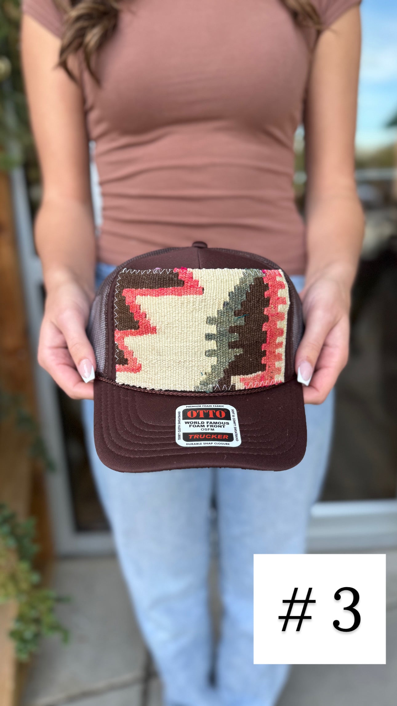 Brown Orijinal Kilim Patch Trucker Hat