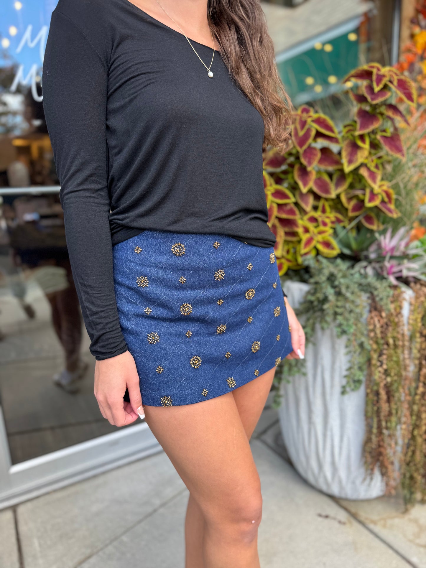 Embellished Quilted Skort