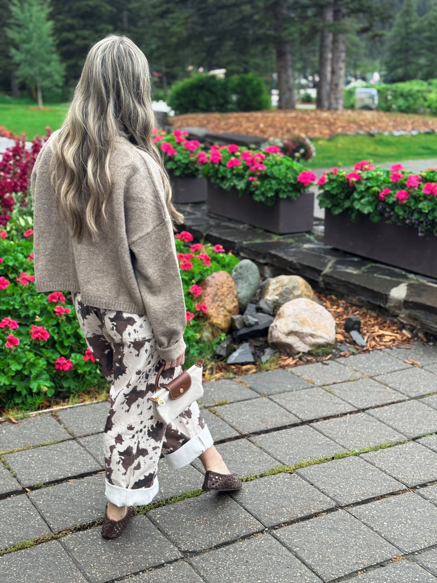 Calf Print Barrel Jeans