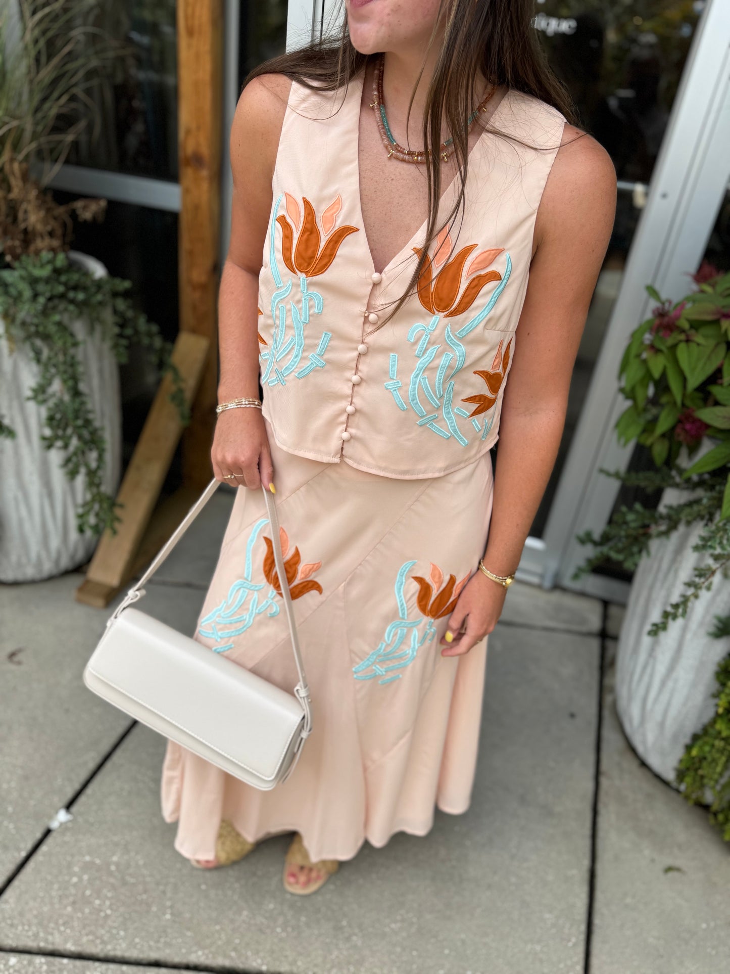 Embroidered Sherbert Maxi Skirt