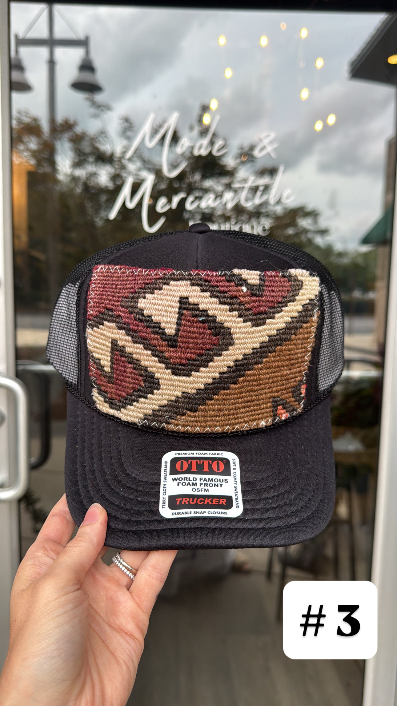 Black Orijinal Kilim Patch Trucker Hat