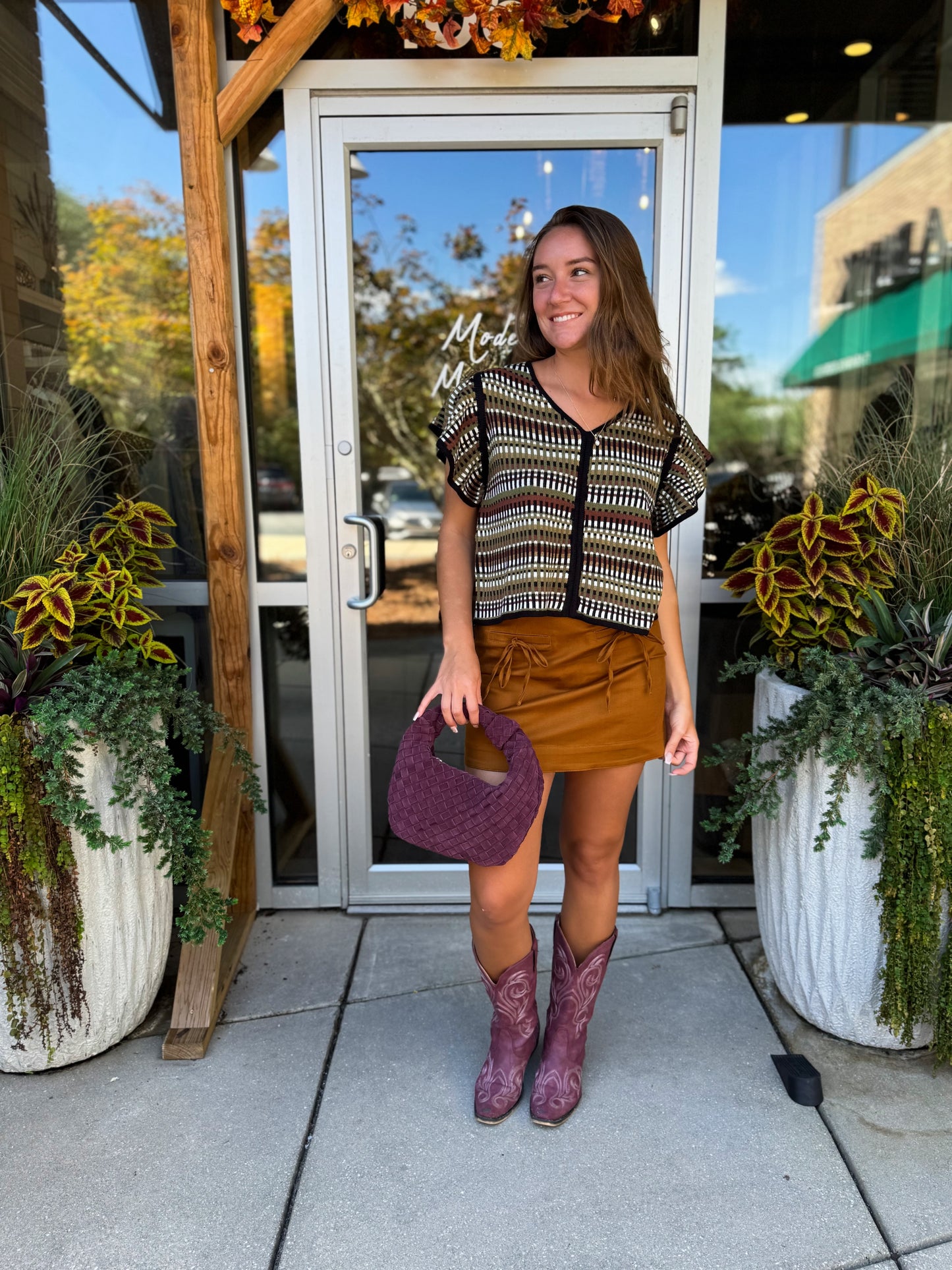 Twill Skirt With Ties