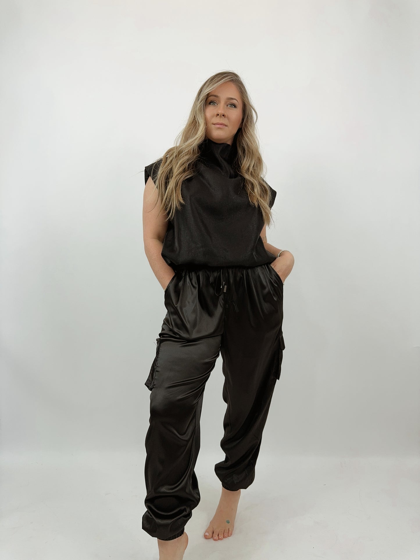Satin Cargo Joggers