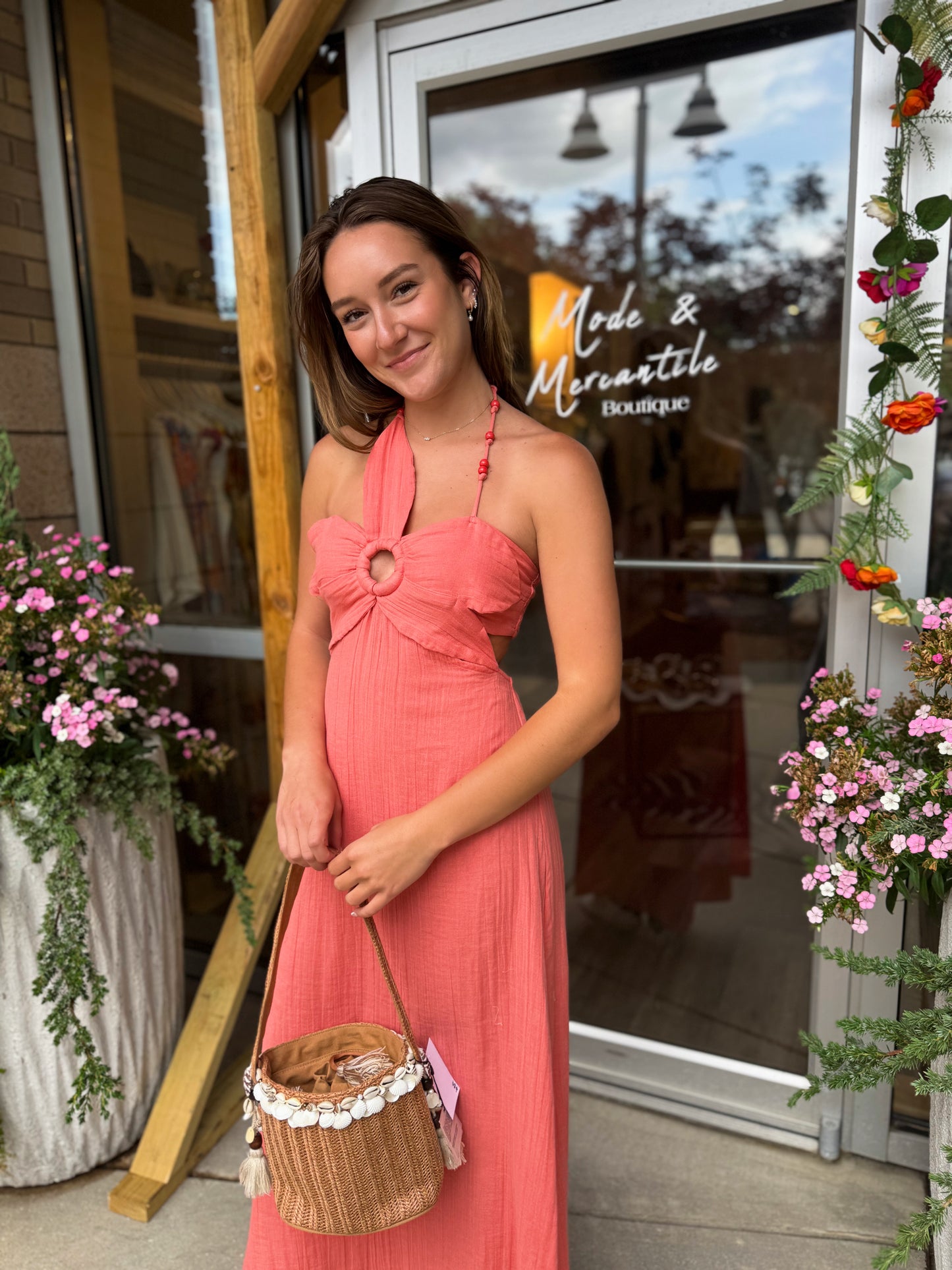 Coral Flora Maxi Dress