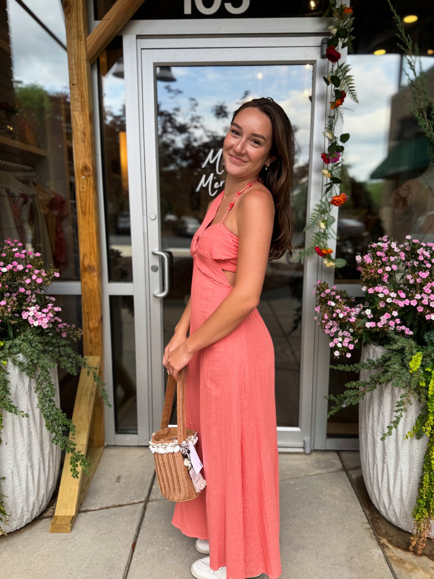 Coral Flora Maxi Dress