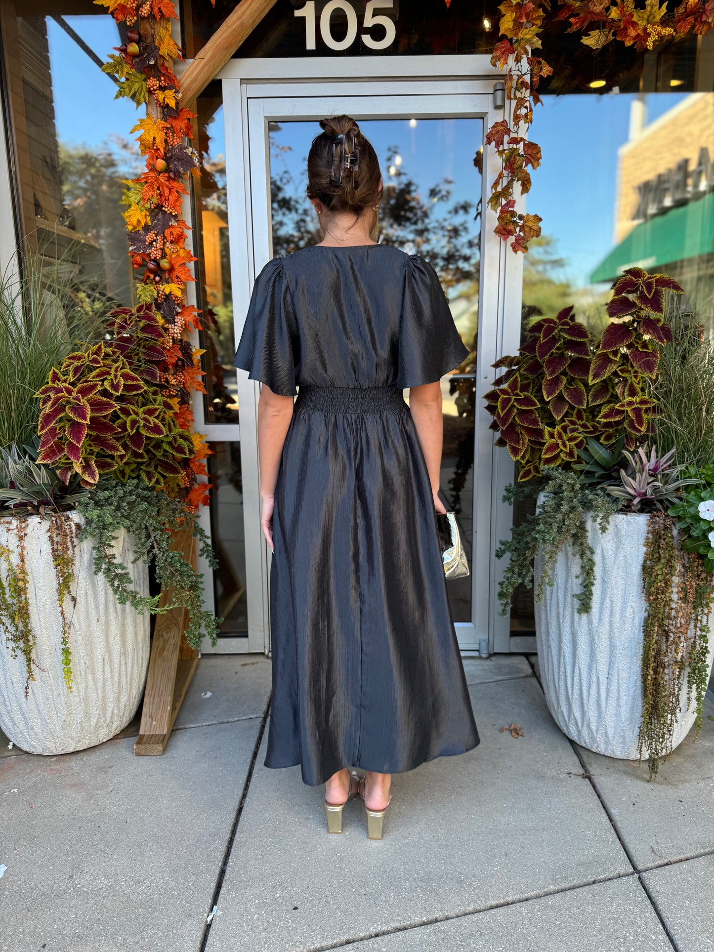 Midnight Satin Midi Dress