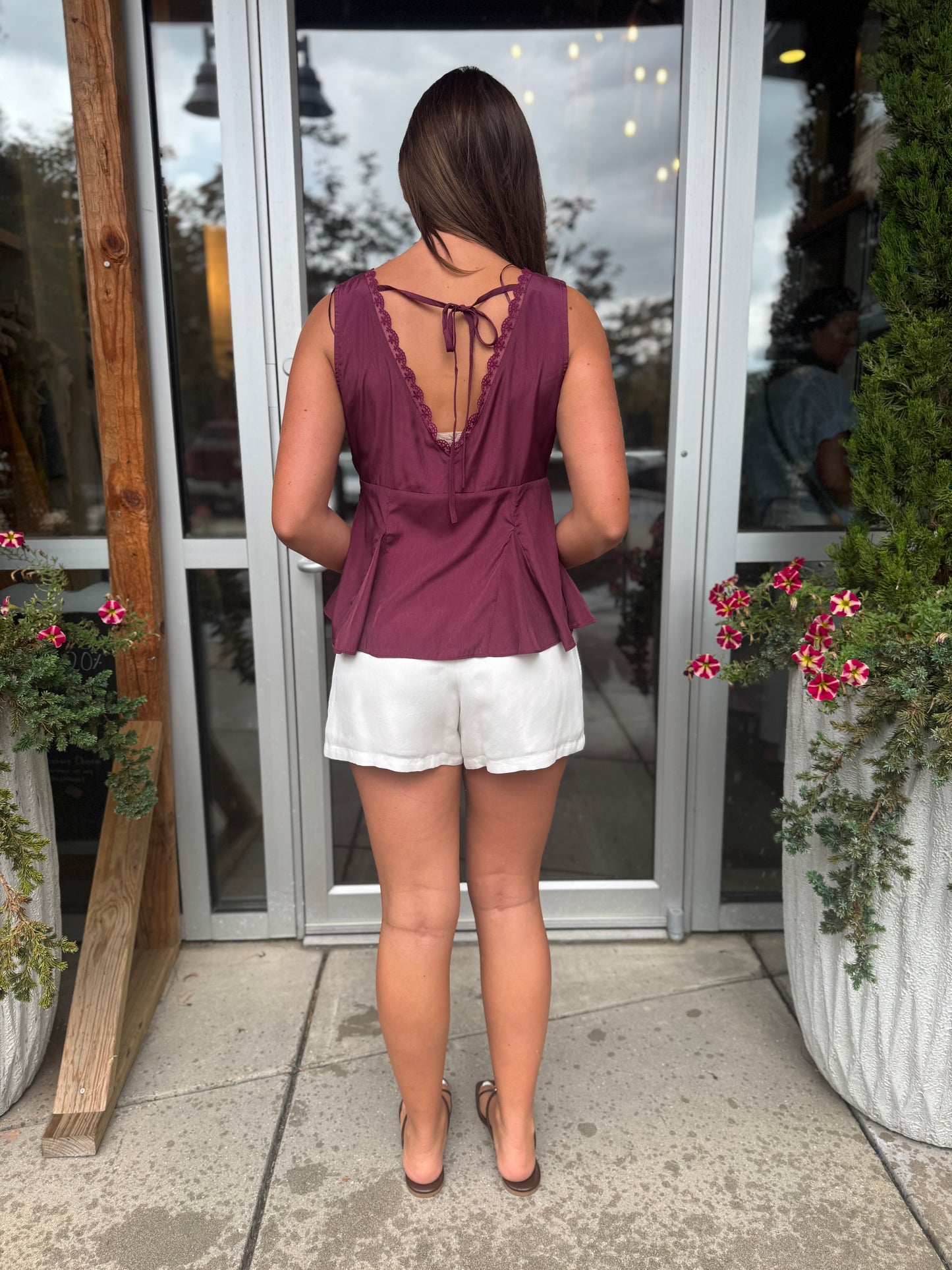 Garnet Lace Peplum Top