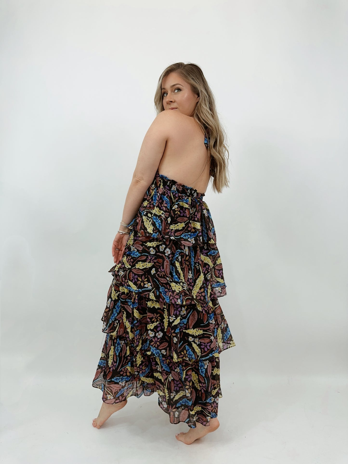 Halter Ruffle Maxi Dress