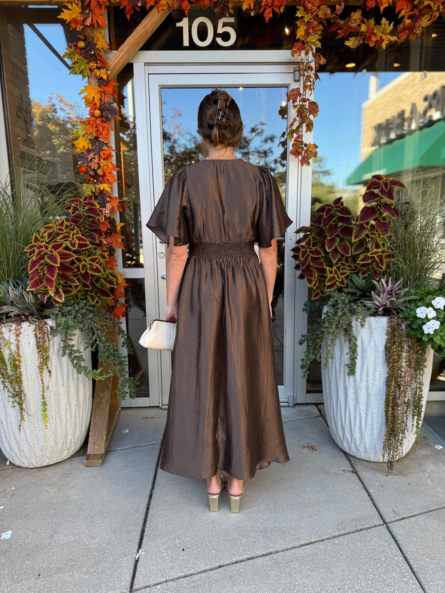 Chocolate Satin Maxi Dress