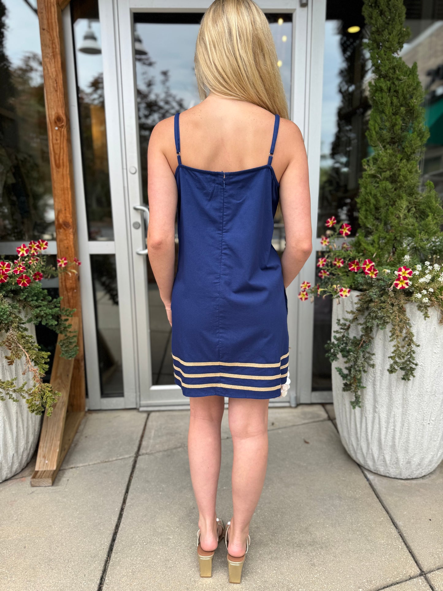 Embroidered Palm Mini Dress