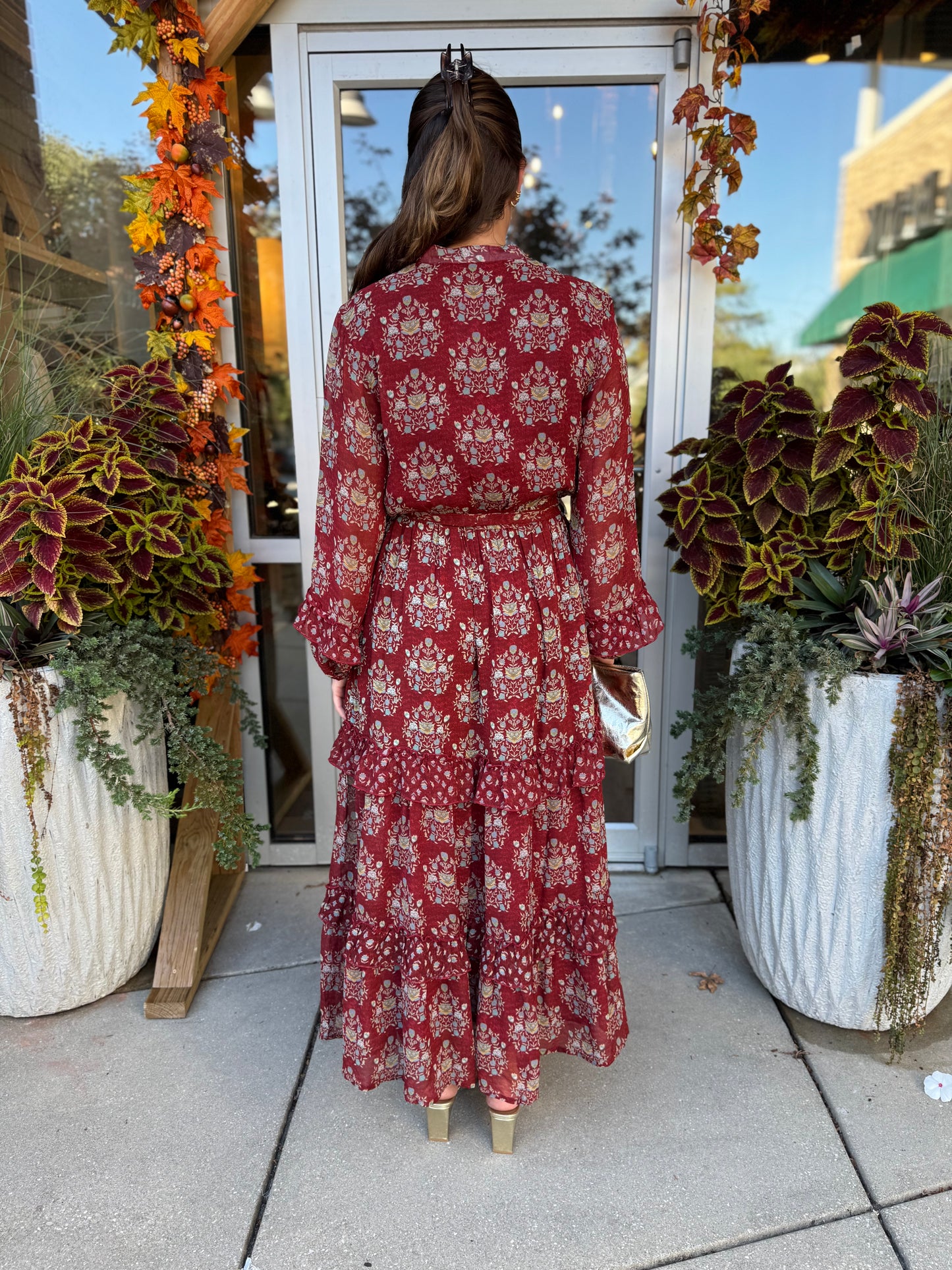 Tapasi Burgundy Floral Maxi