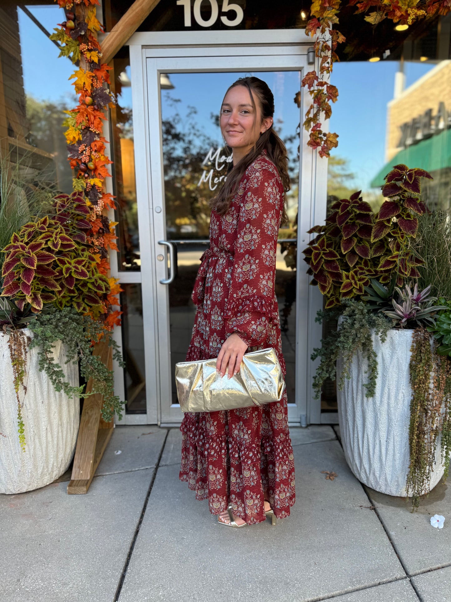 Tapasi Burgundy Floral Maxi