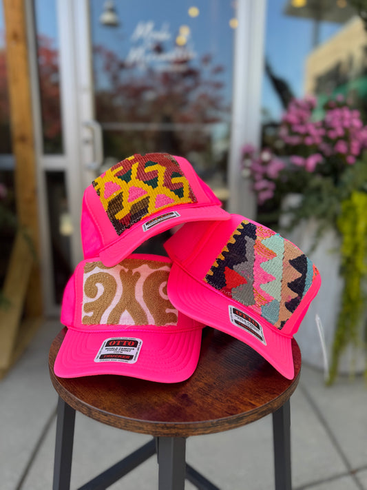 Hot Pink Orijinal Kilim Patch Trucker Hat