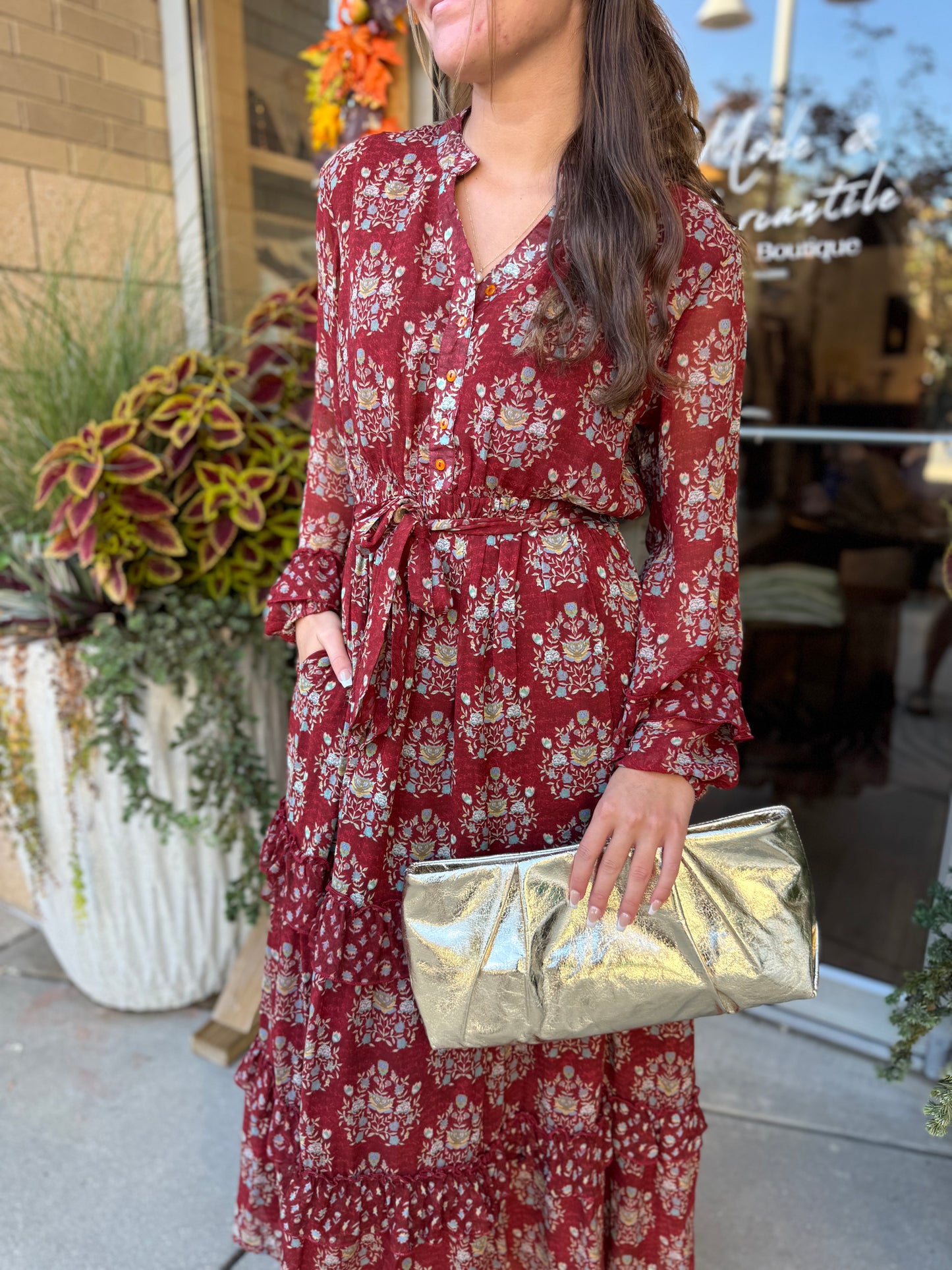 Tapasi Burgundy Floral Maxi