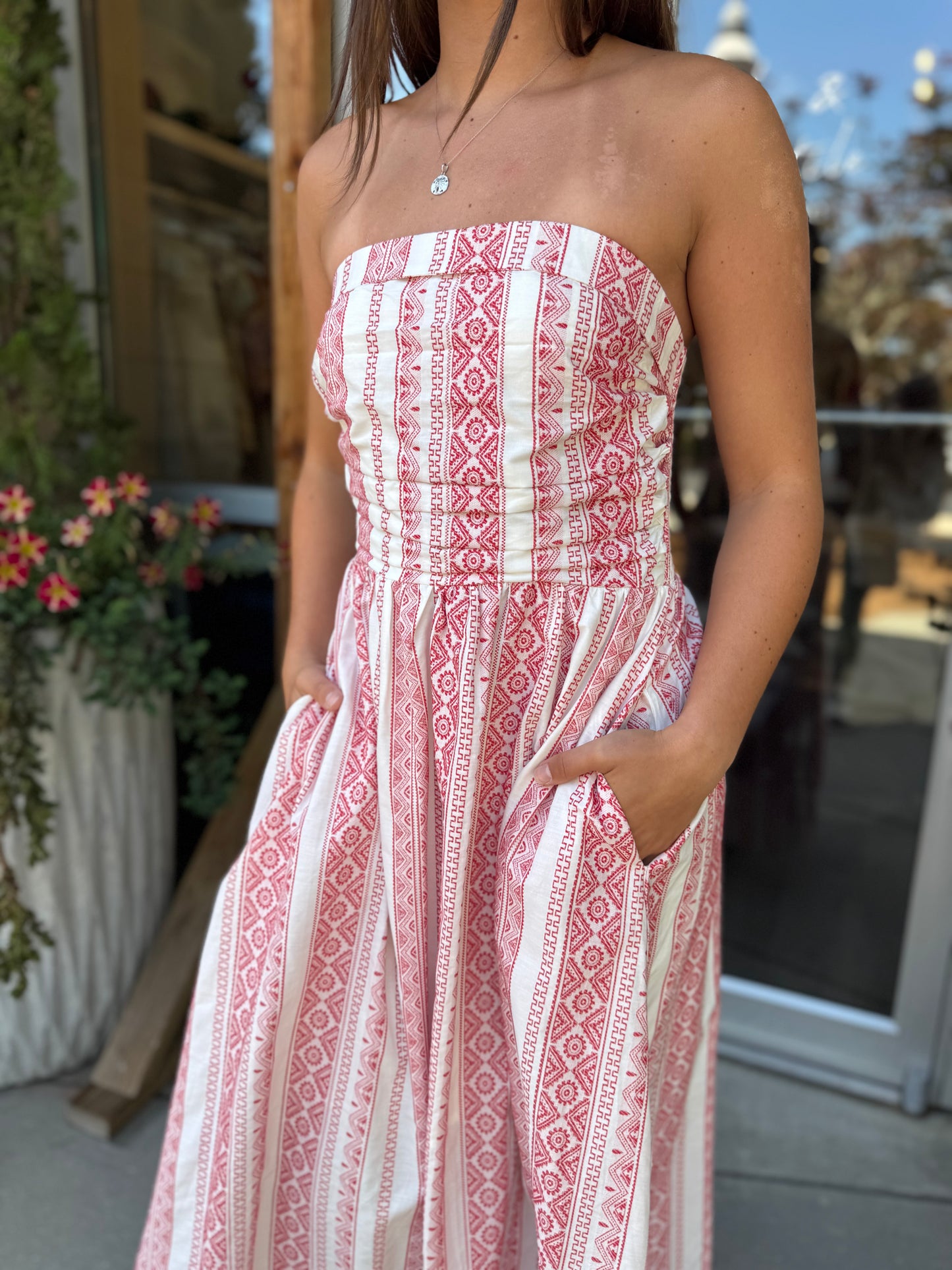 Crimson Embroidered Maxi Dress