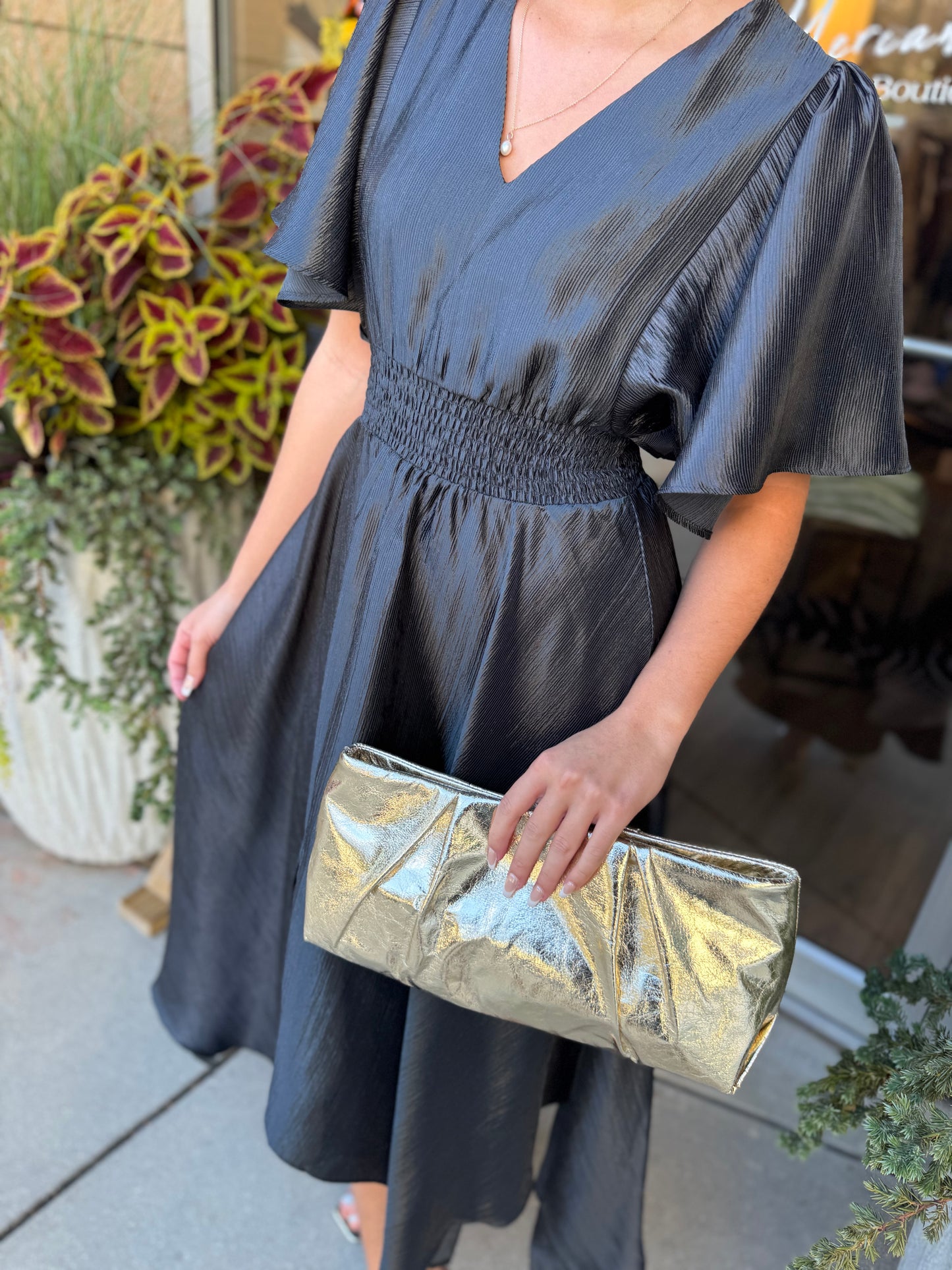 Midnight Satin Midi Dress