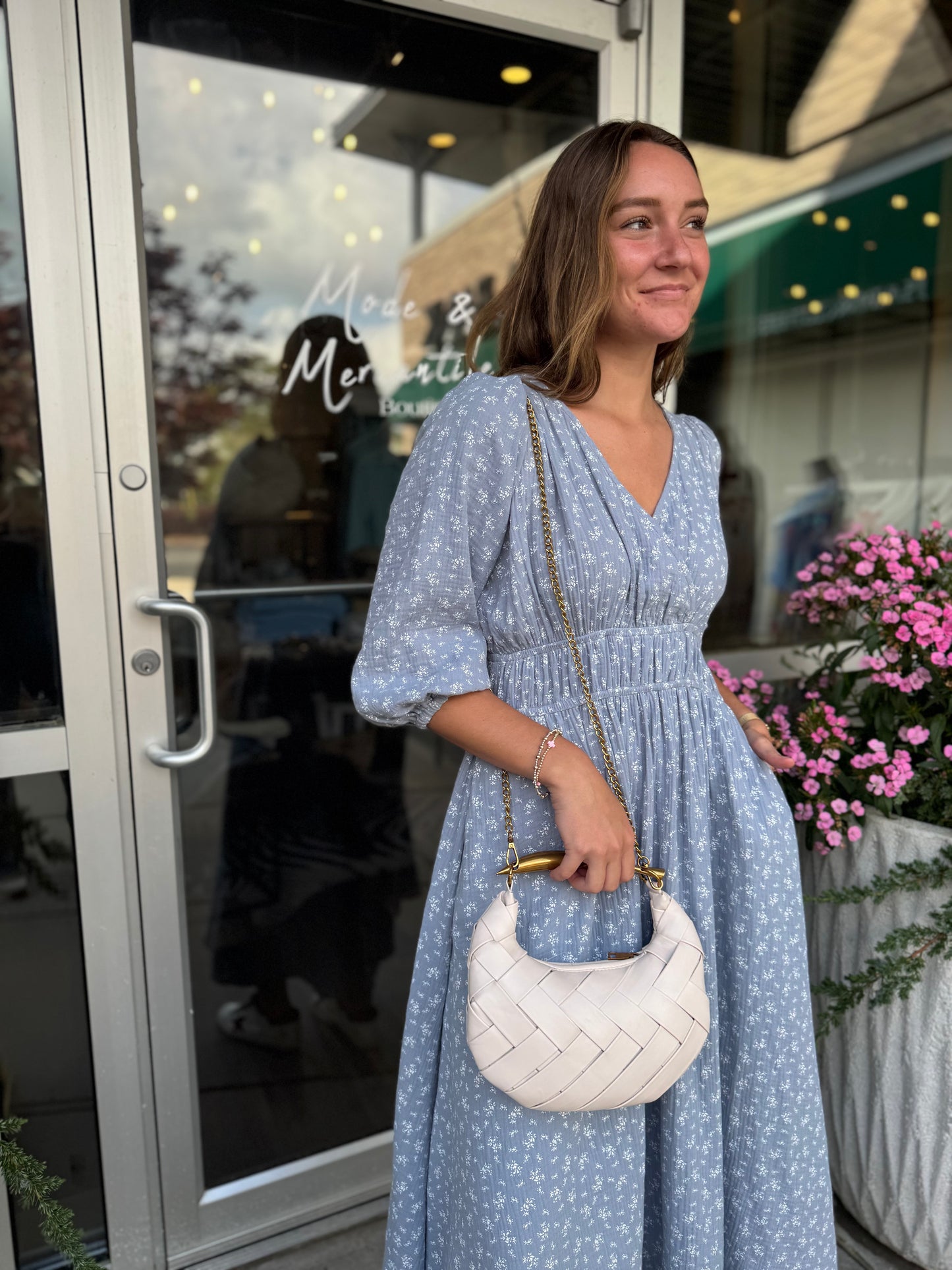 Printed Gauze Midi Dress