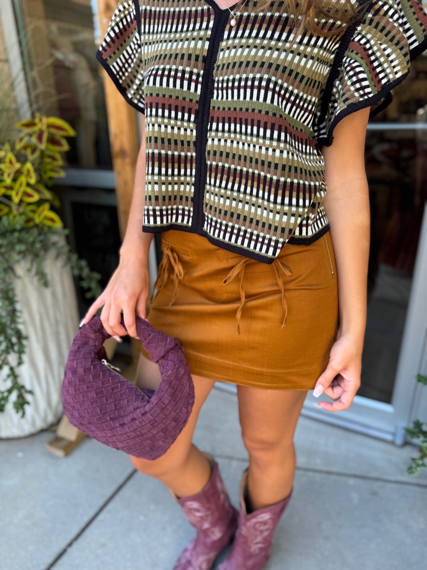 Twill Skirt With Ties