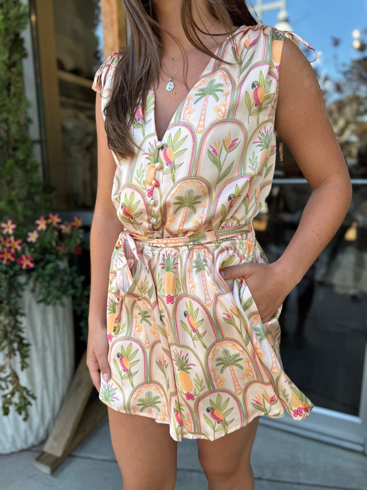 Cinched Shoulder Romper