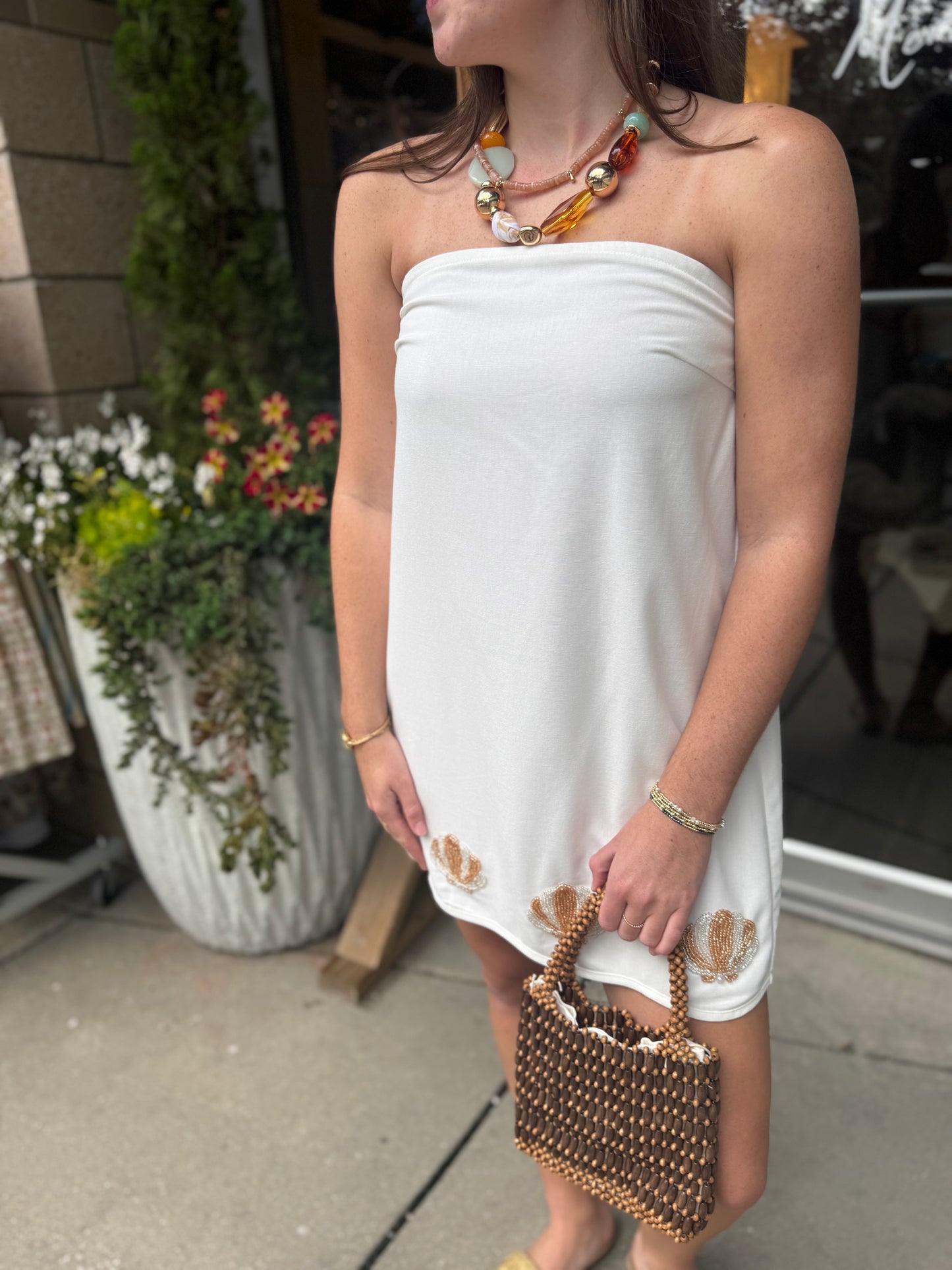 Linen Beaded Seashell Dress