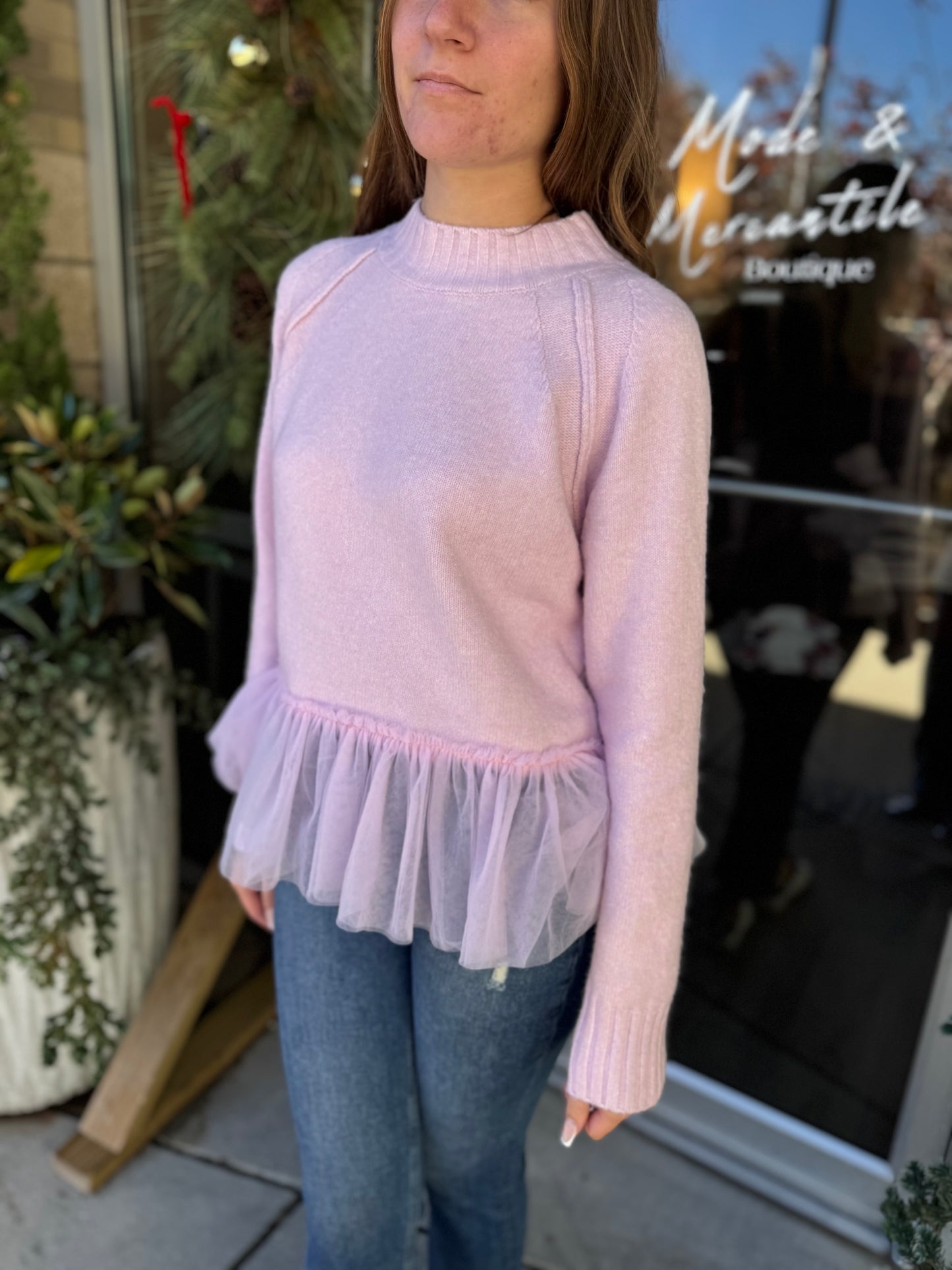Tulle Peplum Sweater