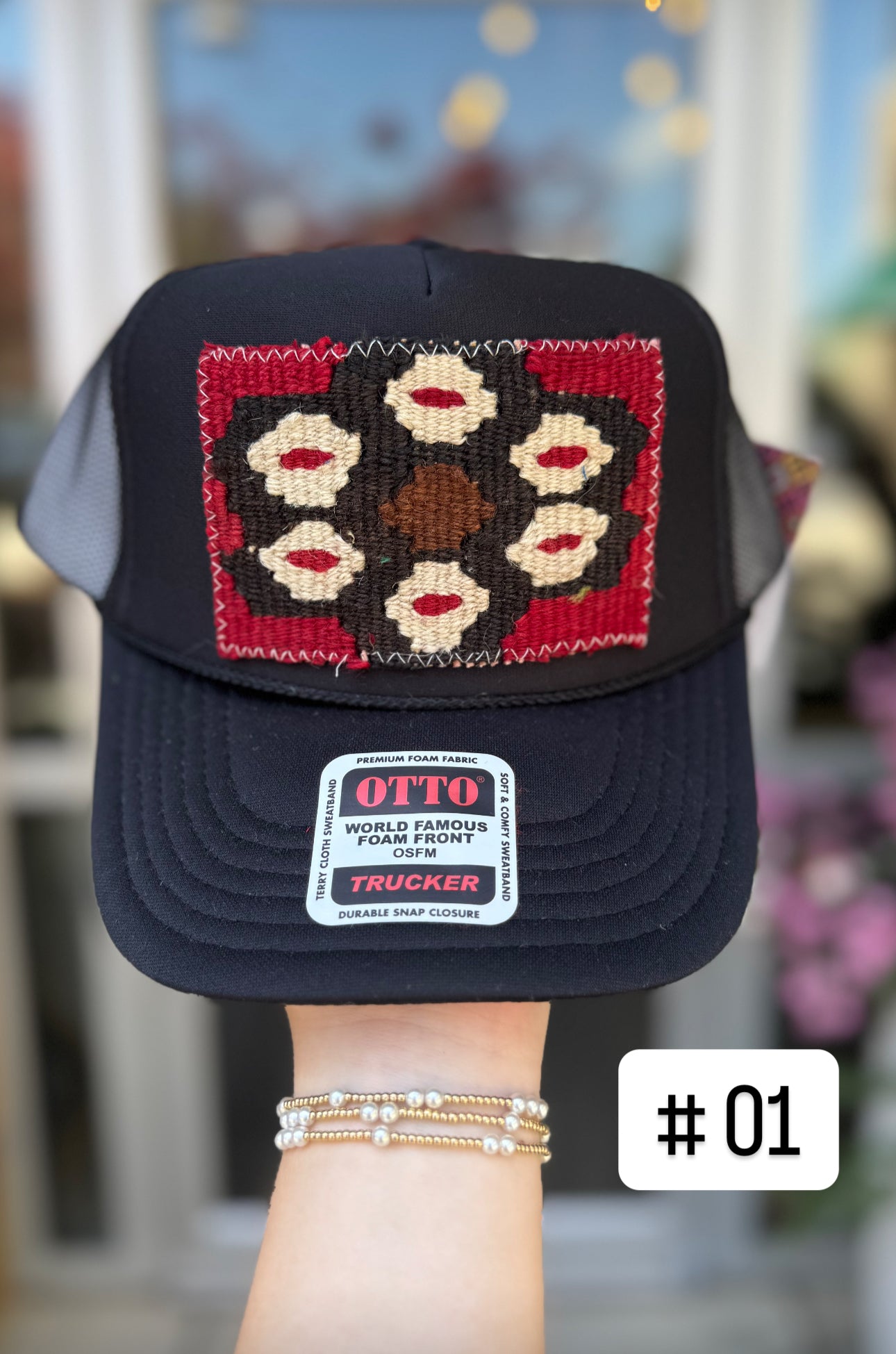 Black Orijinal Kilim Patch Trucker Hat
