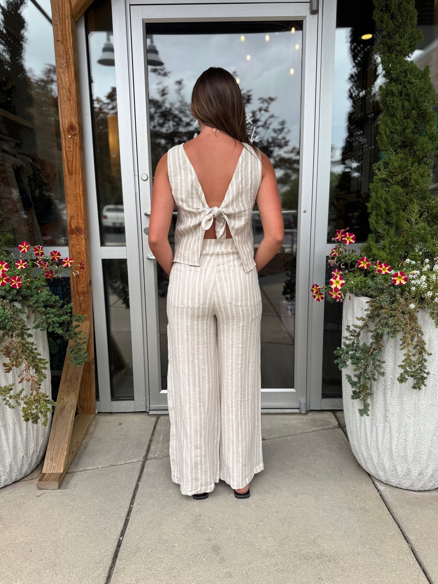 Linen Tie Back Top