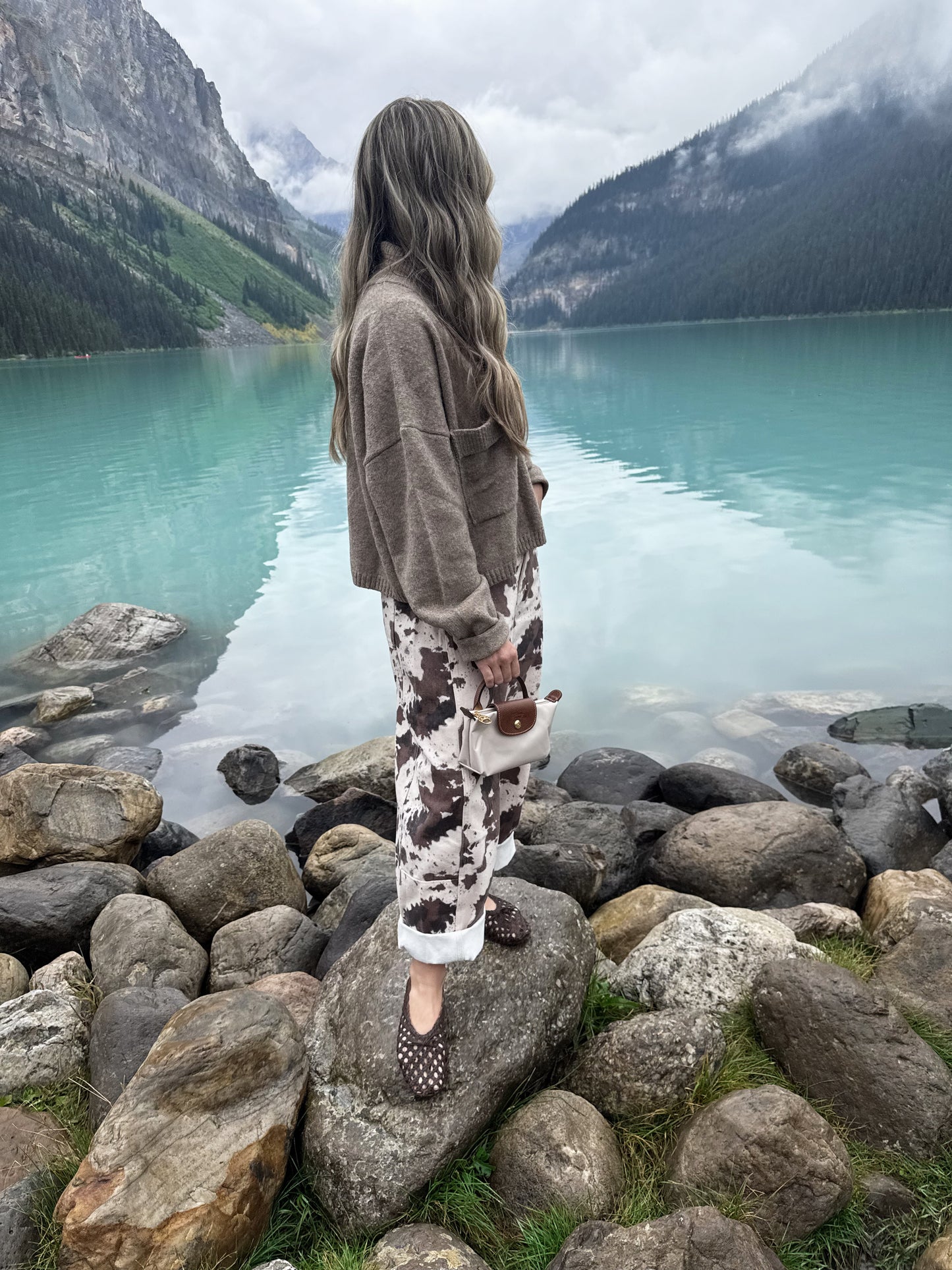 Calf Print Barrel Jeans